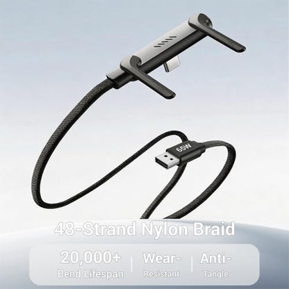 Invisible Holder Charger, 65W PD 4.9FT, 2-in-1 - size: 1PCS ( USB-A to C )