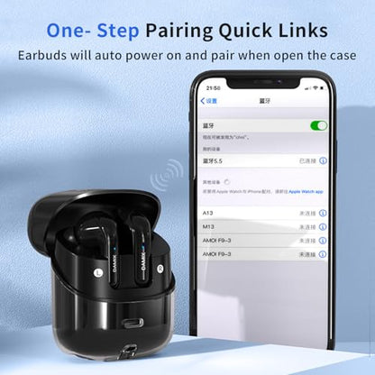 2 Pairs Wireless Earbuds Bluetooth 5.5 ,Dual Pair Wireless Ear Buds Headphones with Noise Cancelling, LED Display Power in Ear Earphones Waterproof 120H Playtime for Laptop Pad Phones (Black) - color: Black