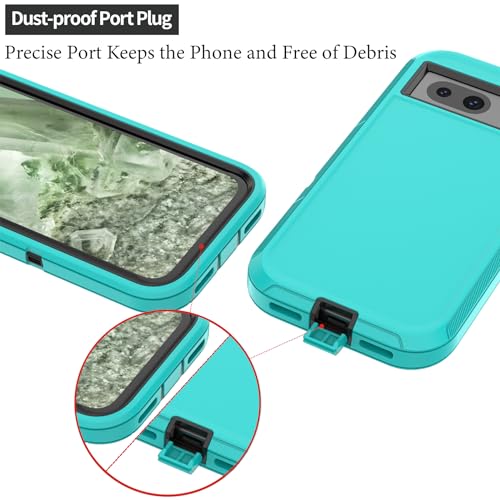 Compatible with Google Pixel 8A Case, with Belt Clip Holster Heavy Duty Rugged Shockproof Full Body Protection Kickstand Phone case for Google Pixel 8A 5G (Teal+ Black) - color: Teal+ Black