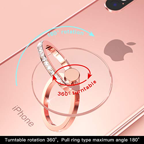 YINHEXI 2 Pcs Transparent Phone Ring Stand Holder Cell Phone Ring Holder Finger Grip 360 Degree Rotation (Rose Gold & Diamond-1) - color: Rose Gold & Diamond-1