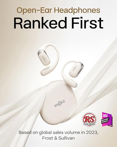 SHOKZ OpenFit 2 Open-Ear Earhook Bluetooth Earbuds, White,48H Playtime - color: Beige, style: Charging：USB-C
