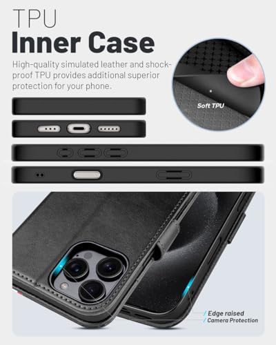 OCASE Compatible with iPhone 16 Pro Wallet Case, PU Leather Flip Folio Case with Card Holders RFID Blocking Kickstand [Shockproof TPU Inner Shell] Phone Cover 6.3 Inch 2024, Spliced Gray - color: Spliced Gray