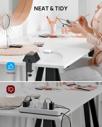 TROND Desk Clamp Power Strip with 5 AC Outlets and 3 USB Ports, Black - color: Black, size: 6FT (2U1C)