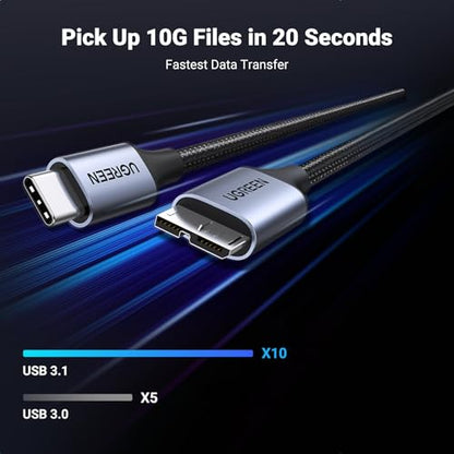 UGREEN 10Gbps USB C to Micro B Cable 1.5FT for External Hard Drive - size: 1.5 FT