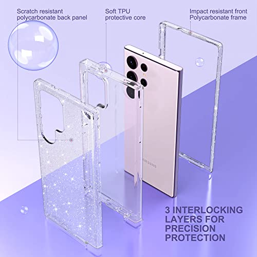 ULAK Compatible with Samsung Galaxy S23 Ultra 5G Case, Heavy Duty Shockproof Hybrid Soft TPU Bumper Drop Protection Transparent Phone Case for Galaxy S23 Ultra 5G 6.8 inch - Clear Glitter - color: Glitter