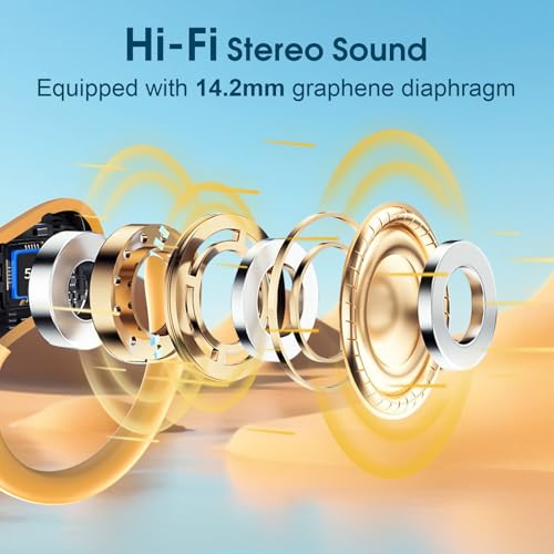 Wireless Earbuds 75H Bluetooth 5.4 Sport Headphones with Earhooks, Yellow - color: Yellow
