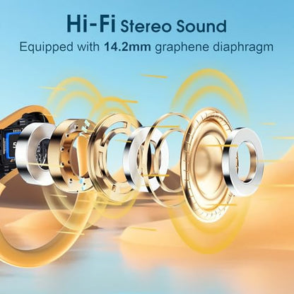 Wireless Earbuds 75H Bluetooth 5.4 Sport Headphones with Earhooks, Yellow - color: Yellow