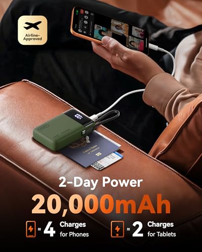 INIU Portable Charger, Smaller 45W Fast Charging Power Bank, 20000mAh Green - color: Green, size: 20000mAh
