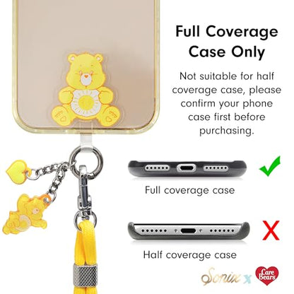 Sonix x Care Bears | Crossbody Phone Strap with Charms | Adjustable, Universal Cell Phone Rope Strap Lanyard | Yellow Cord | Funshine Bear - color: Funshine Bear