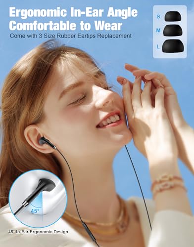 Wired Earbuds USB C for Samsung S26/S25/S24, USBC Headphones Wired Ear Buds - color: USB C-Black