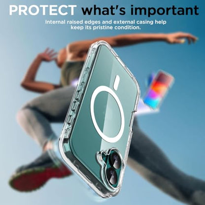 AICase for iPhone 16 Plus Case Clear[Compatible with MagSafe] Heavy Duty Drop Protection Full Body Rugged Shockproof/Dust Proof 3-Layer Military Protective Tough Durable Cover for iPhone 16 Plus 6.7" - color: Clear with Magsafe