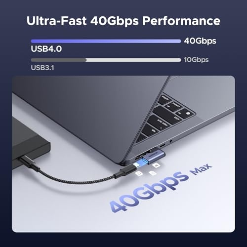 UGREEN 40Gbps Right Angle USB C Adapter Combo, 2-Pack 90 Degree Converter