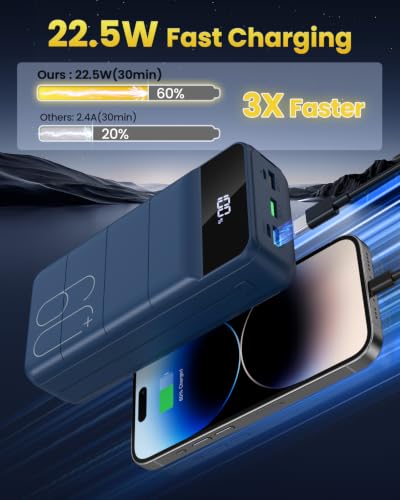 Portable Charger Power Bank 60000mAh, Battery Bank, Portable Phone Charger - color: Blue