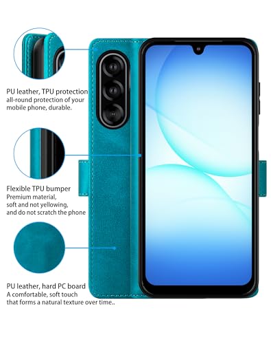 Feitenn for Samsung Galaxy A17 5G (6.7") Case Wallet 2026 with 4 Card Holders Kickstand, PU Flip Leather Magnetic Closure Folio Shockproof Protective Cover, Blue - color: Blue, size: Samsung Galaxy A17 5G