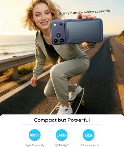 Kuulaa 10000mAh Magnetic Portable Charger Slim Magsafe Battery Pack 0.47'' Power Bank Support USB C PD 20W Fast Charging, Compatible with iPhone air/16/15/14/13/12 - color: Grey