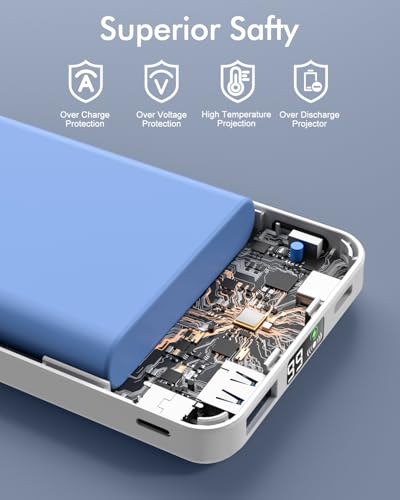 podoru for MagSafe Power Bank 10000 mAh, Foldable Magnetic Portable Charger - color: White