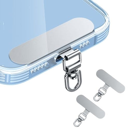 Minimalist 360° Rotatable Phone Tether Tabs (2-Pack) – Durable Stainless Steel with Protective Film to Prevent Scratches on Your Phone's Back, Silver - color: 04 Stainless Steel - Silver