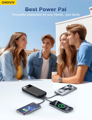 OHOVIV Portable Charger Power Bank 50000mAh,4 Built-in Cables Battery Pack - color: Black