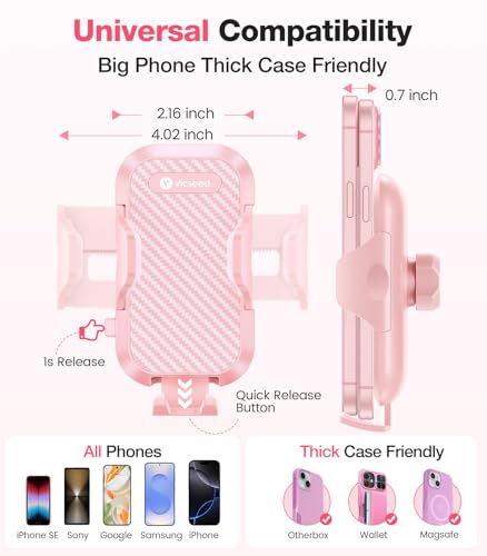 VICSEED Pink Air Vent Phone Holder for Your Car [ Sturdy & Secure ] - color: Pink