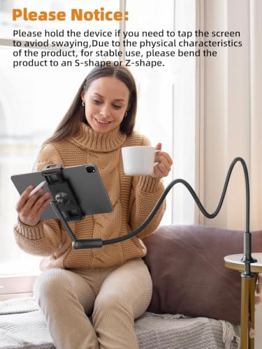 SAIJI 47" Extended Gooseneck Kindle Holder with Adjustable Double Joint-Arm - color: Black