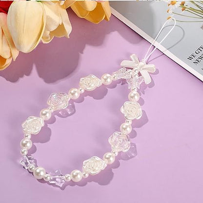Ecally 3 Pcs Phone Charms Strap Camera Wrist Strap - color: White, style: Elegant