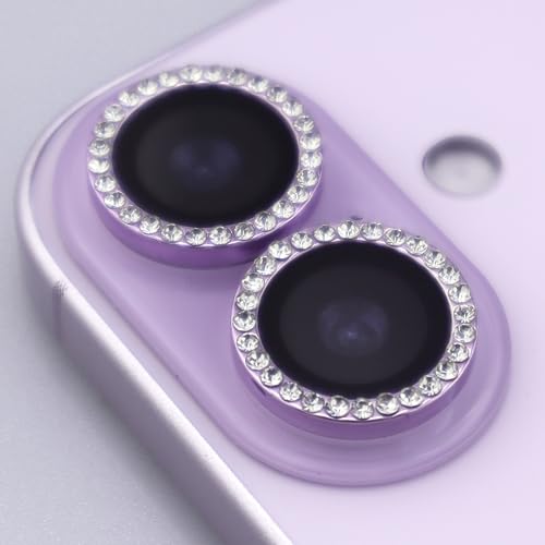 BONVAN for iPhone 17 Camera Lens Protector Bling Glitter Diamond Metal Crystal Tempered Glass Screen Accessories Rhinestones Lens Cover (Light Purple) - color: Light Purple