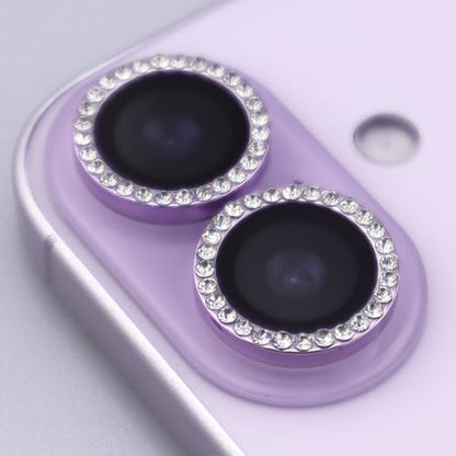 BONVAN for iPhone 17 Camera Lens Protector Bling Glitter Diamond Metal Crystal Tempered Glass Screen Accessories Rhinestones Lens Cover (Light Purple) - color: Light Purple