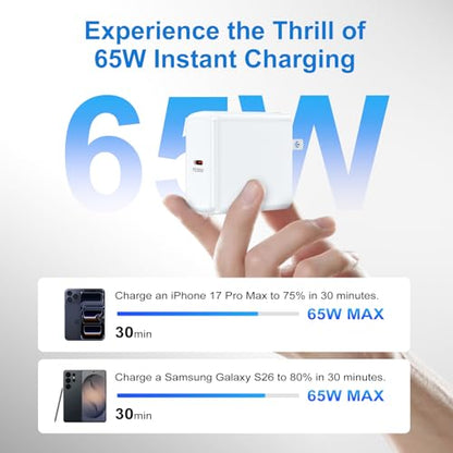65W for Samsung Galaxy S26 Ultra Charger Super Fast Charger & Foldable Plug