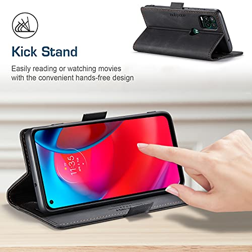HAII Case for Moto G Stylus 5G 2021,PU Leather Folio Flip Wallet Case with Card Holster Stand Kickstand Magnetic Closure Shockproof Phone Cover for Motorola Moto G Stylus 5G 2021 (Black) - color: Black