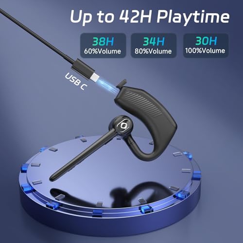 Wireless Headset Bluetooth Earpiece with Dual Noise Canceling Single Earbud