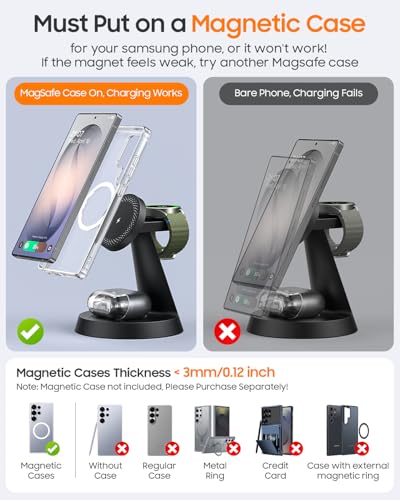Meifigno Magnetic Wireless Charger for Samsung S26 Ultra/Galaxy Watch8/Buds - color: BLACK