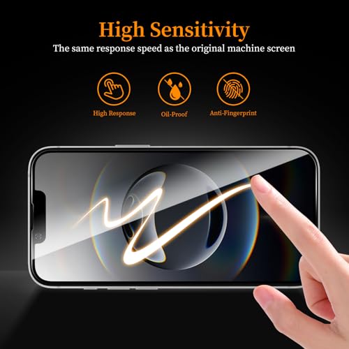 3+3 Pack Privacy Screen Protector for iPhone 16e/13/14/13 Pro，3 Anti-Spy Tempered Glass Film， Anti-Scratch, 9H Hardness，Compatible phone cases，High definition，Easy installation frame