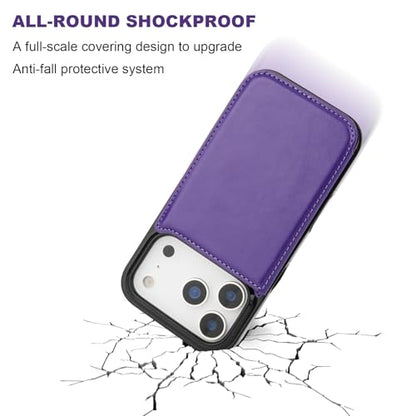 ONETOP for iPhone 17 Pro Wallet Case with Credit Card Holder,Purple | Kickstand,ID/Cash Holder,Case Wallet with Card Slots,Double Magnetic Clasp,Durable PU Leather Shockproof Cover for Women Men - color: Purple