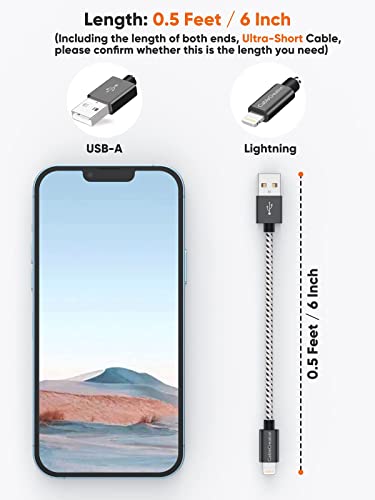 CableCreation 3Pack Short iPhone Charging Cable 6 Inch/0.5FT, MFi Certified - color: Black&White