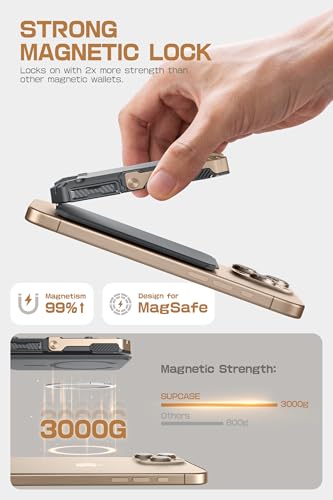 SUPCASE for MagSafe Wallet with Adjustable Stand, Hold 5 Cards, Desert | RFID Blocking, Strong Magnetic Lock, Magnetic Wallet for Men, Phone Card Holder Tripod for iPhone 17/16/15/14/13/12 Series - color: Desert