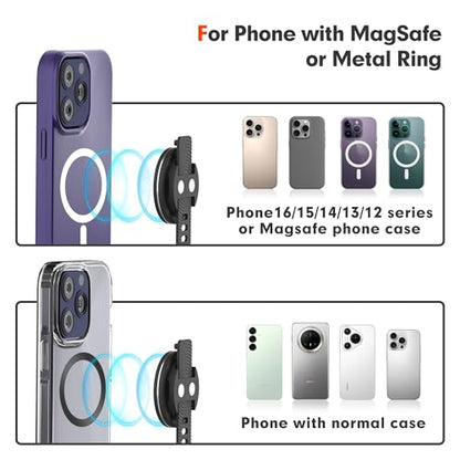 Magnetic Phone Mount, Phone Holder for Bike, Compatible with Magsaf or Normal Case- Sturdy Phone Grip for Gym Exercise, Workout Equipment, Stroller, Cart Handlebar (Black)