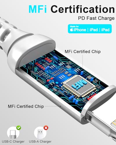 Short USB C to Lightning Cable 1FT, 2-Pack MFi Certified Cable - size: 1FT