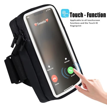 Phone Holder for Running Armband Cell Phone Holder iPhone 17 16 16e 15 14 13 12 11 Pro Max Xs Xr X Plus Mini Galaxy Ultra S26 Note, Sports Arm Bag Bands Fit Exercise Gym Workout Runner Hiking - color: 11-Black with Clear Window
