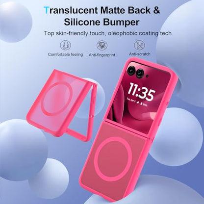 Case for Motorola Razr Ultra 2025/Razr Ultra 2026 Magnetic Cover Phone Case,Slim-Fit Hard PC Bumper Shockproof Silicone Protective Cases,Hot Pink - color: Magnetic Hot Pink-Motorola Razr Ultra 2025/2026