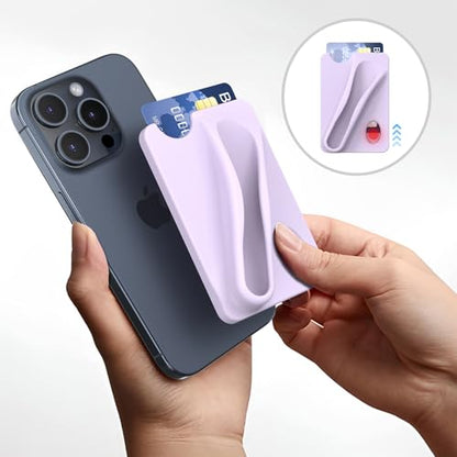 DOB SECHS Silicone Lip Holder with Card Holder Compatible with Lipstick Lip Glaze Phone Case Back Stick On Holder for iPhone and Android Smartphones （Purple, Small） - color: Purple, size: Small