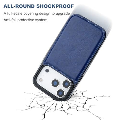 ONETOP for iPhone 17 Pro Wallet Case with Credit Card Holder,Blue | Kickstand,ID/Cash Holder,Case Wallet with Card Slots,Double Magnetic Clasp,Durable PU Leather Shockproof Cover for Women Men - color: Blue