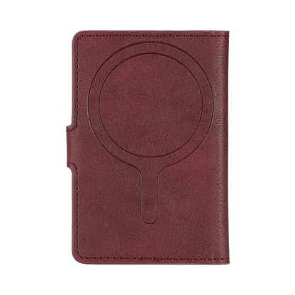 Ultra-Thin Magnetic Wallet and Card Holder (burgundy) | Compatible with All Magnetic Protective Case,Premium PU leather, stand function, 6 card slots; Fits iPhone17/16/15/14series - color: burgundy