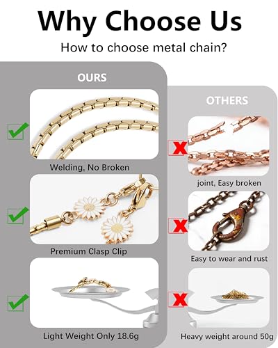 Lostars Metal Phone Chain Wrist Strap with Charm for Women - color: Gold-flower-a