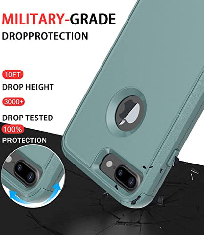 Diverbox for iPhone 8 Plus Case, iPhone 7 Plus Case [Shockproof] [Dropproof] [Dust-Proof],Heavy Duty Protection Phone Case Cover for Apple iPhone 8 Plus & 7 Plus (Pine Green) - color: Pine Green