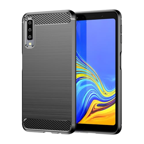Case for Samsung A7 2018 Galaxy A750 Matte Carbon Fiber Phone Case Soft TPU Anti-Slip Durable Lightweight Protective Phone Cover for Samsung Galaxy A7 2018,Black - color: Black Striped, size: For Samsung Galaxy A7 2018