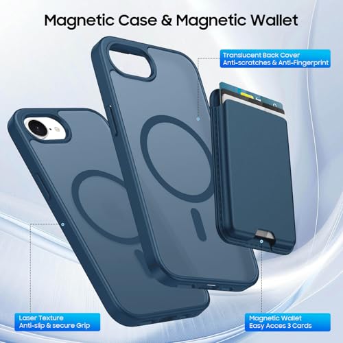 Magnetic for iPhone 17e/iPhone 16e Wallet Case, Deep Blue - color: Deep Blue, size: iPhone 17e/16e