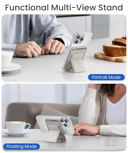 GONEZ for MagSafe Wallet with Stand, Stronger Magnetic Card Holder for iPhone 17/16/15/14/13/12 Series, Premium Leather Phone Wallet with RFID Blocking, 1 Slot, Fit 5 Cards, Stone - color: STONE