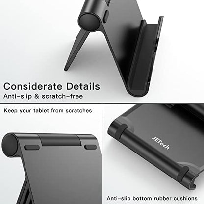 JETech Foldable Tablet Stand for 4-11" Tablets and Phones, Black - color: Black