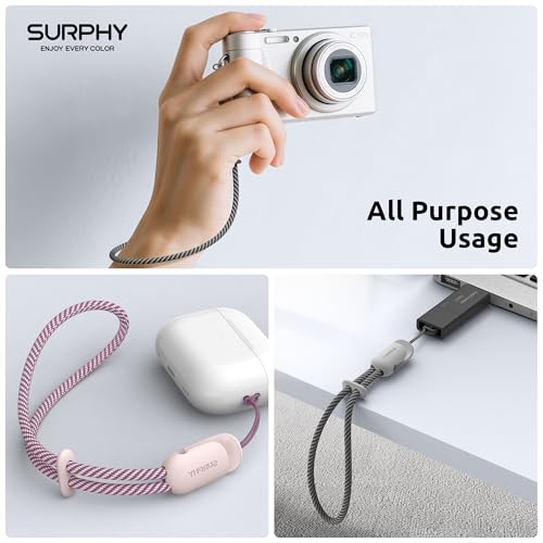 SURPHY 3 Pack Phone Wrist Strap, Phone Lanyard with Cellphone Tether Tab - color: Black & Pink & Gray