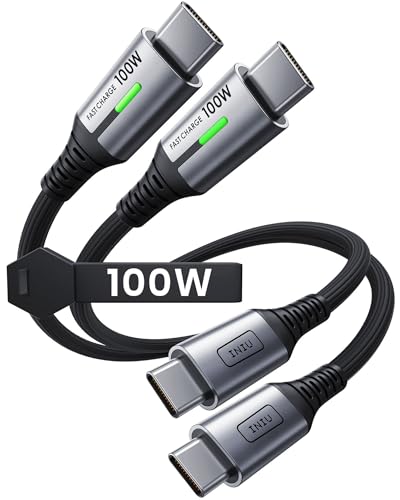 INIU USB C Cable, [1ft+1ft] 100W PD Fast Charging USB C to USB C Cable - color: Black, size: 1ft+1ft